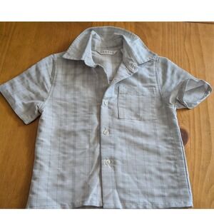 George Boys Short Sleeve Plaid Button Down Shirt Grey White 3T GTB5121